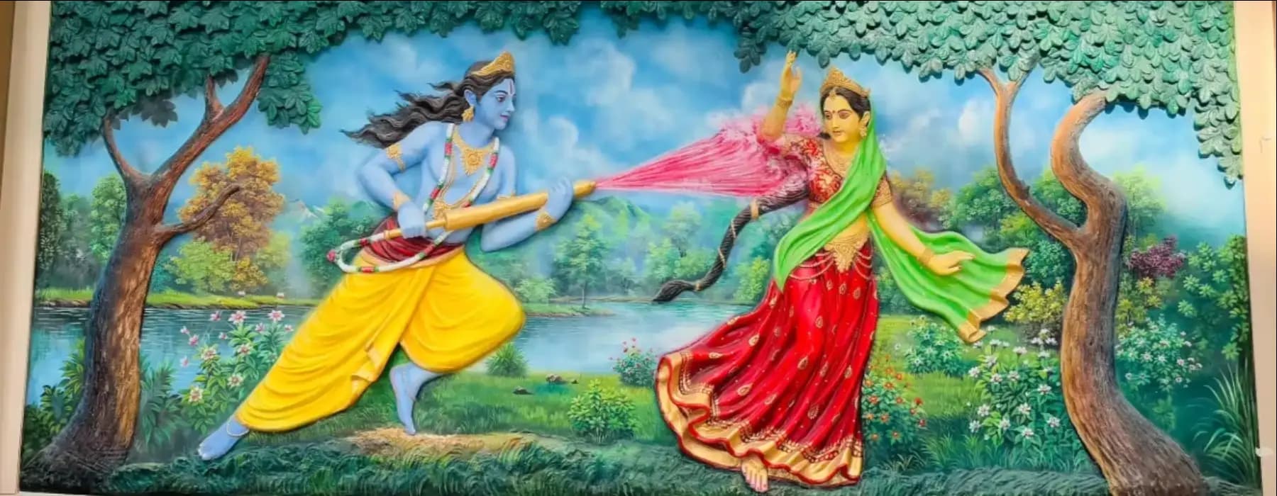 Photos of holi with radha at chaar dham temple vrindavan