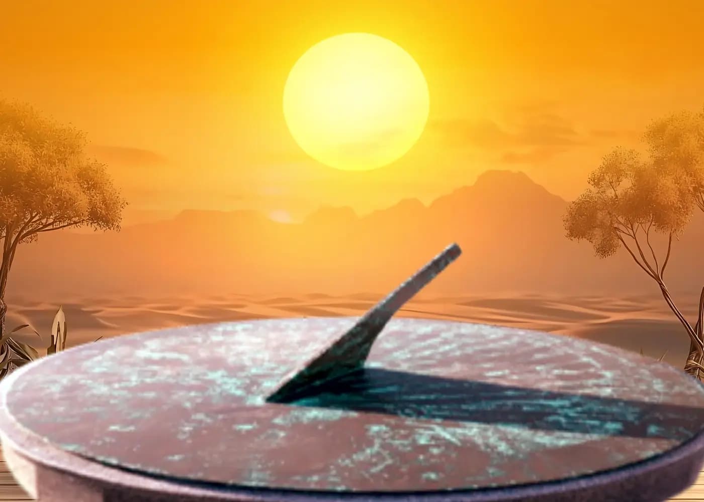 Sun Dial at Chaar Dham Temple Vrindavan, an ancient time measuring instrument on display.